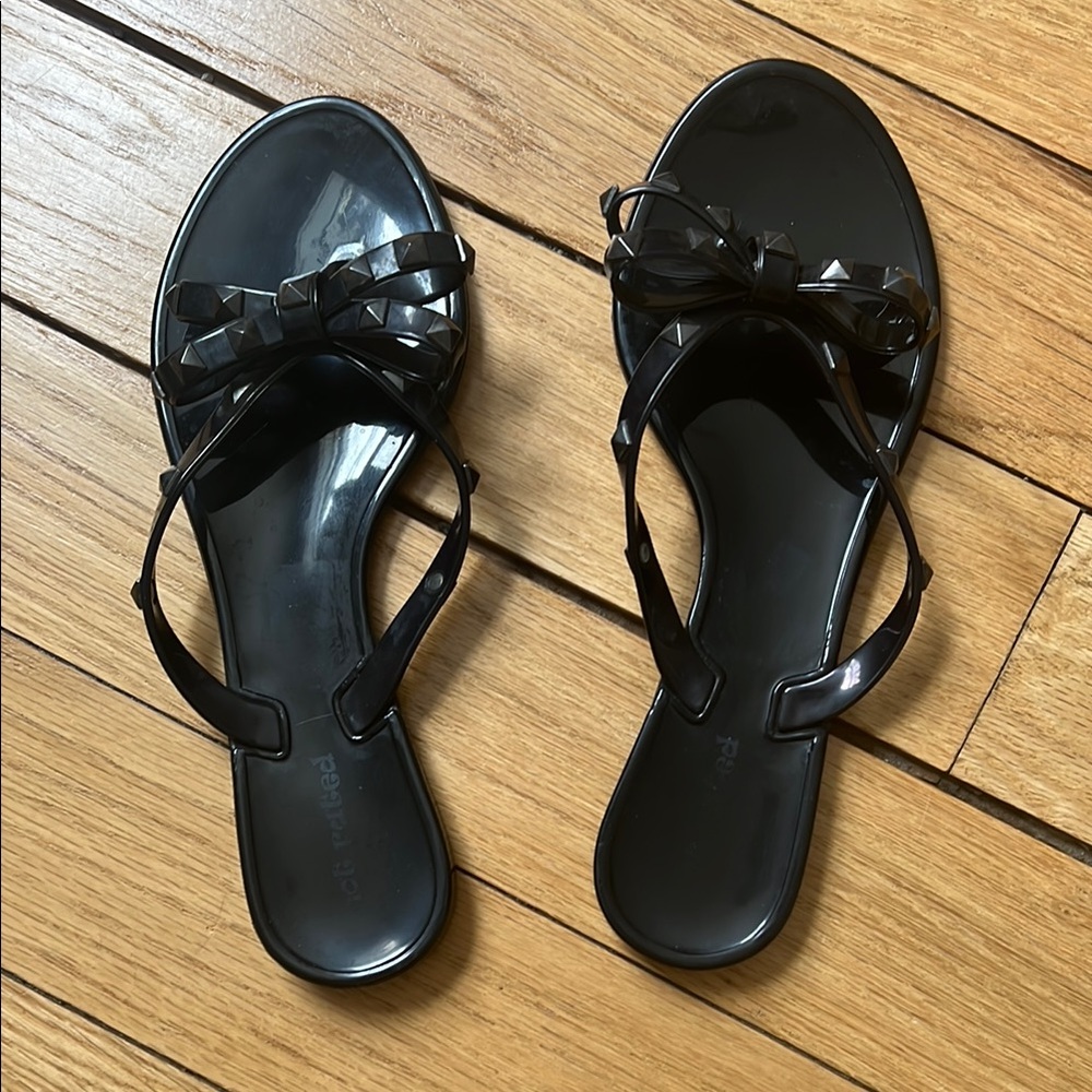 Not Rated Black Sandals with Glossy Finish